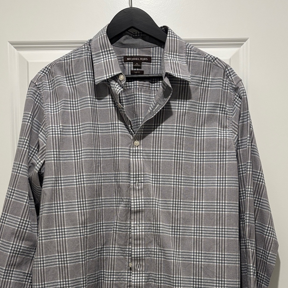 Michael Kors Men's Gray Checkered Shirt